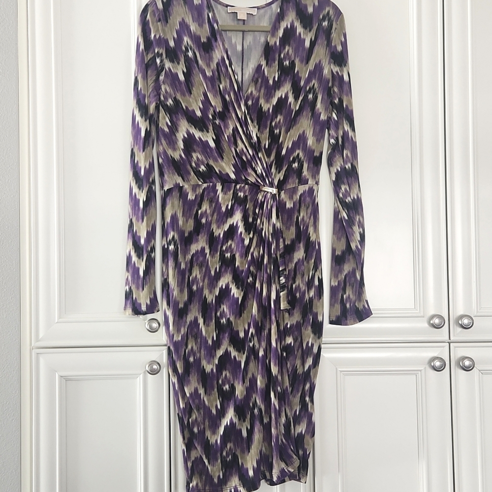 MICHAEL KORS | Long Sleeved Faux Wrap Dress - Picture 3 of 9